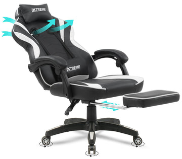 Olsen & Smith XTREME Gaming Chair New and Improved 2025 Model Ergonomic Office Desk PC Computer Recliner Swivel Chair Detachable Padded Head Rest Lumbar Support Cushion & Footrest